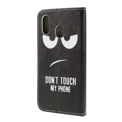 Cross Texture Pattern Printing Leather Wallet Cover for Samsung Galaxy A30/A20