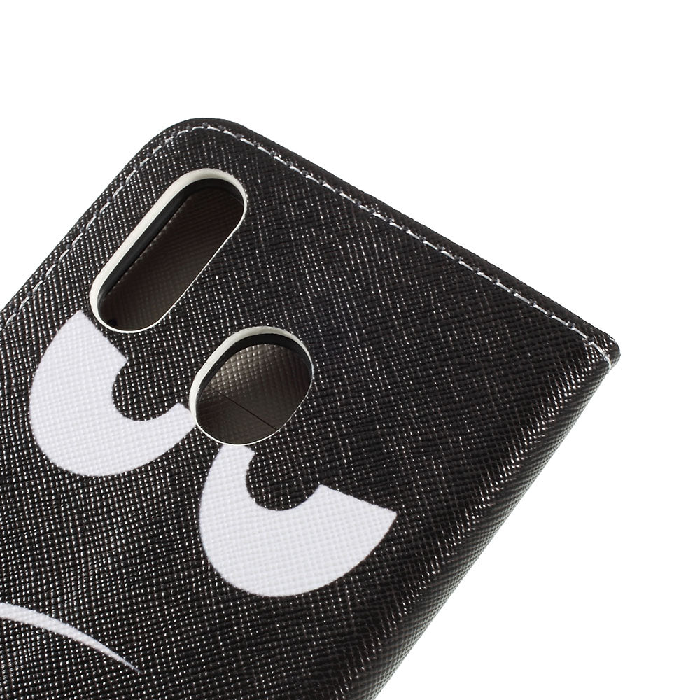 Cross Texture Pattern Printing Leather Wallet Cover for Samsung Galaxy A30/A20