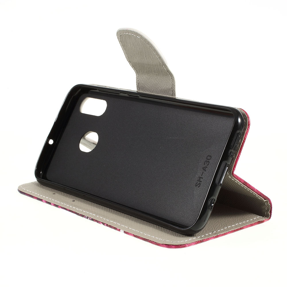 Cross Texture Pattern Printing Leather Wallet Cover for Samsung Galaxy A30/A20