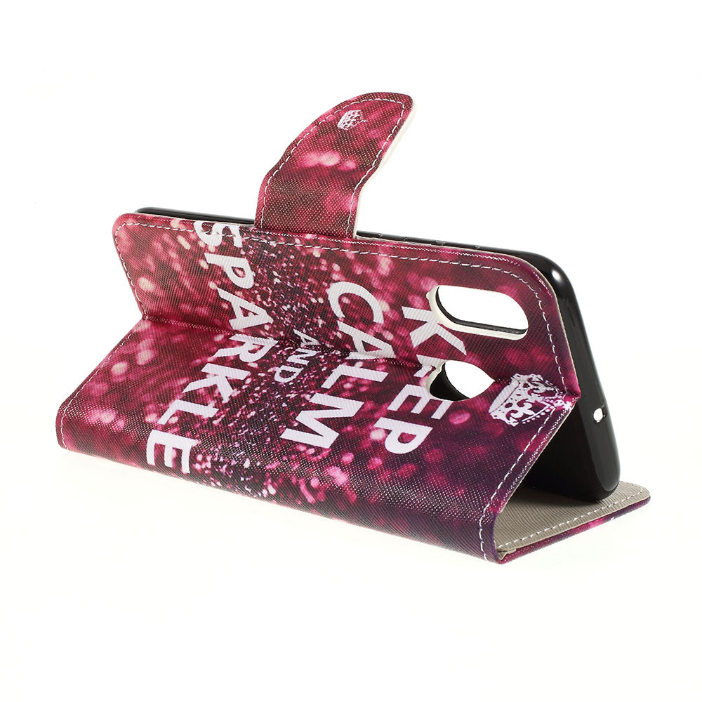 Cross Texture Pattern Printing Leather Wallet Cover for Samsung Galaxy A30/A20