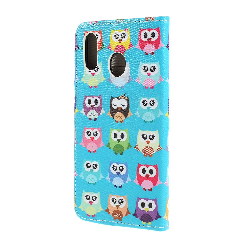 Cross Texture Pattern Printing Leather Wallet Cover for Samsung Galaxy A30/A20