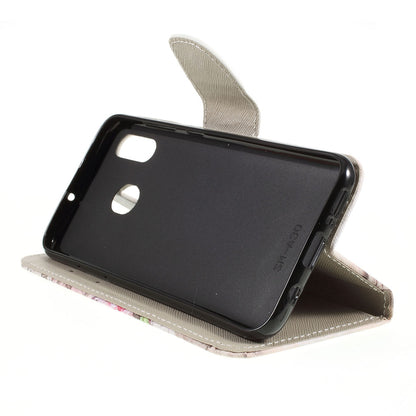 Cross Texture Pattern Printing Leather Wallet Cover for Samsung Galaxy A30/A20