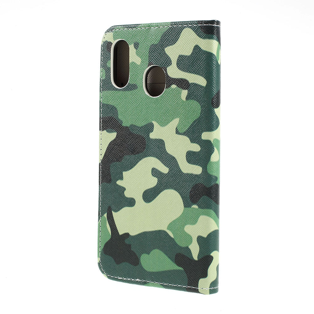 Cross Texture Pattern Printing Leather Wallet Cover for Samsung Galaxy A30/A20