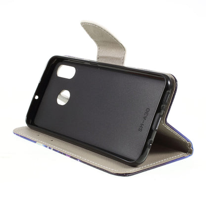 Cross Texture Pattern Printing Leather Wallet Cover for Samsung Galaxy A30/A20