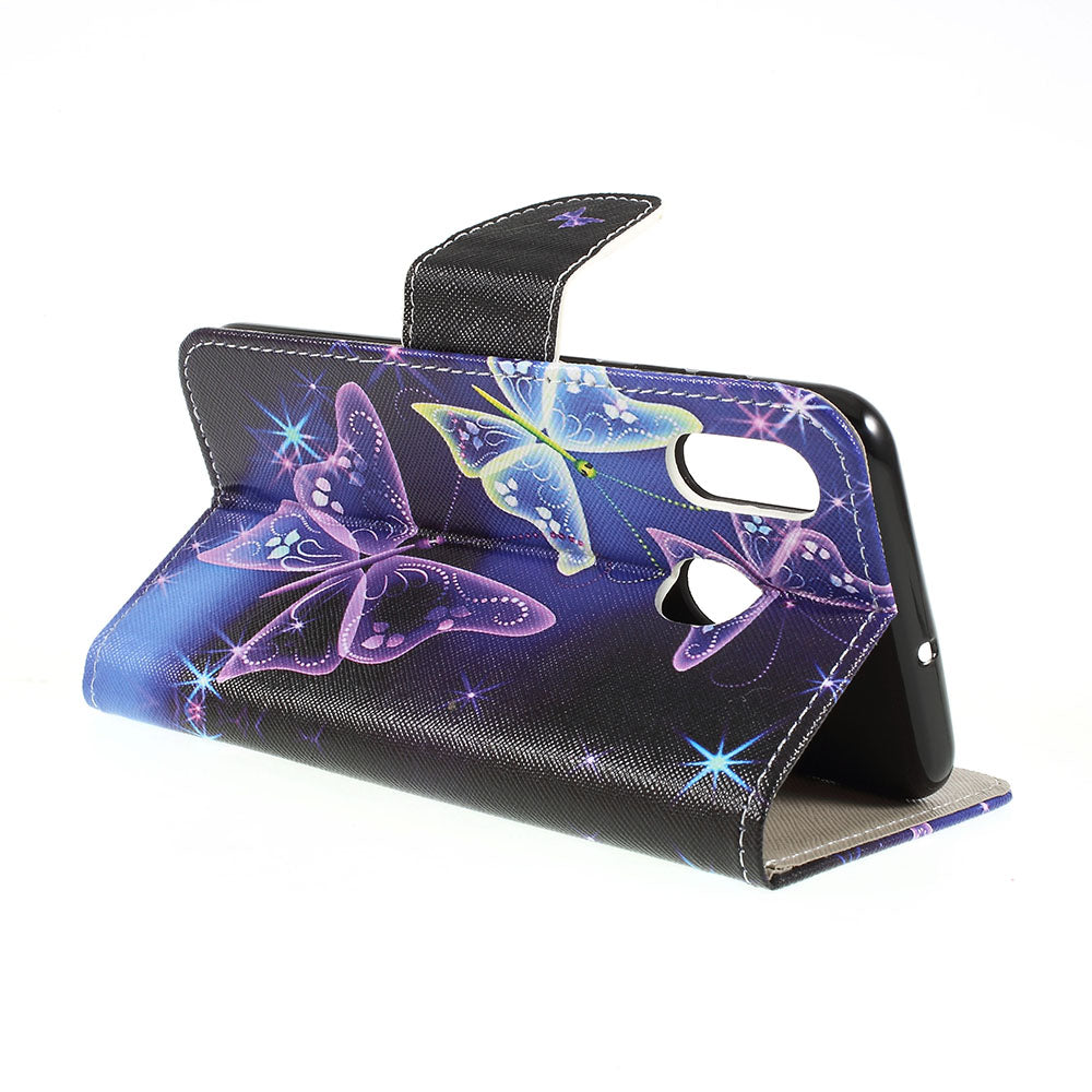 Cross Texture Pattern Printing Leather Wallet Cover for Samsung Galaxy A30/A20