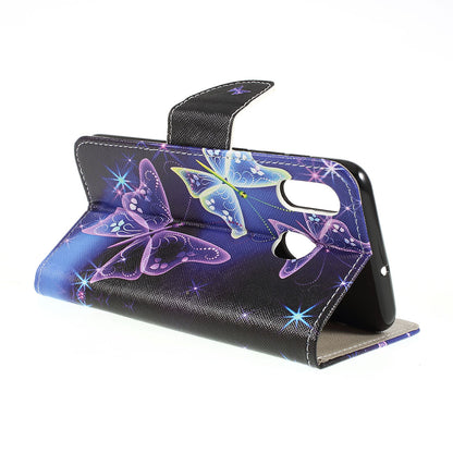 Cross Texture Pattern Printing Leather Wallet Cover for Samsung Galaxy A30/A20