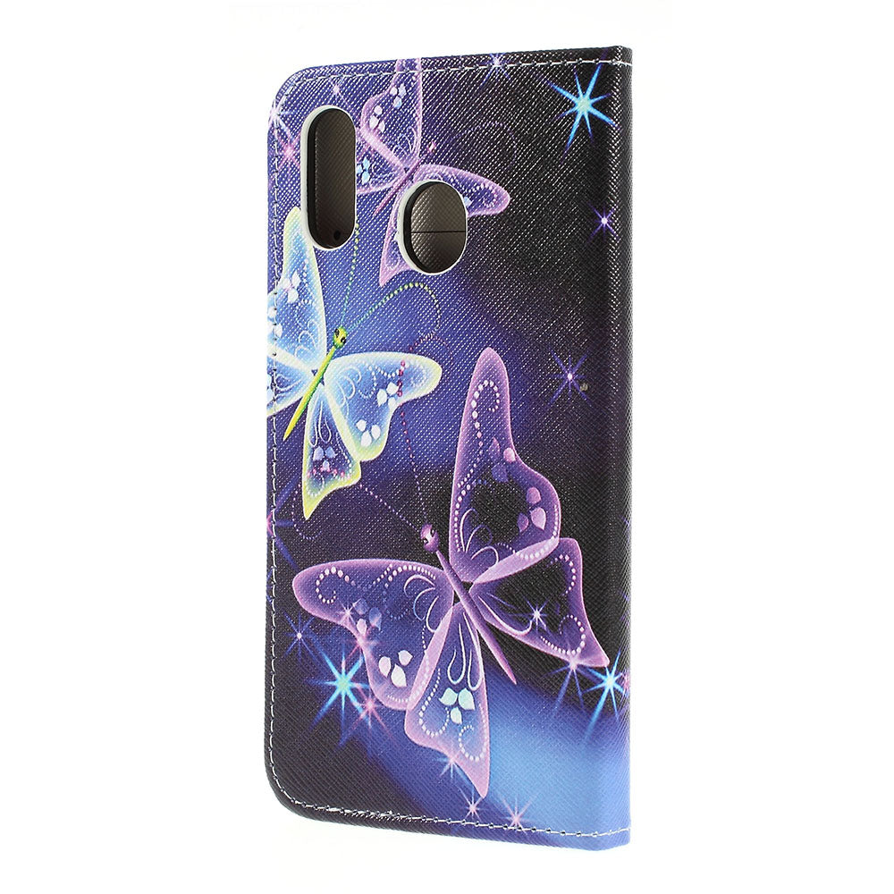 Cross Texture Pattern Printing Leather Wallet Cover for Samsung Galaxy A30/A20
