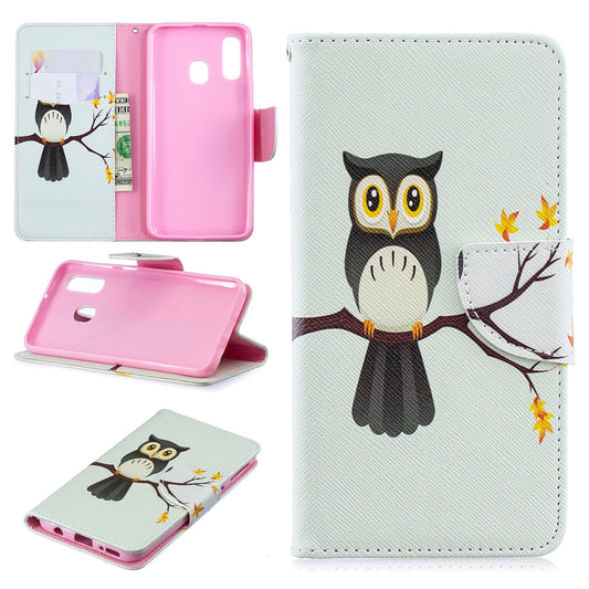 Pattern Printing PU Leather Flip Cell Phone Case for Samsung Galaxy A40