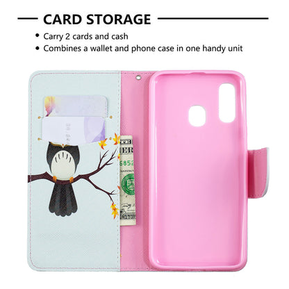 Pattern Printing PU Leather Flip Cell Phone Case for Samsung Galaxy A40