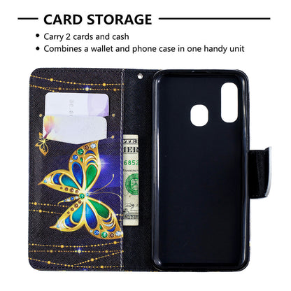 Pattern Printing PU Leather Flip Cell Phone Case for Samsung Galaxy A40