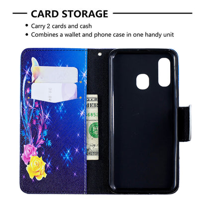 Pattern Printing PU Leather Flip Cell Phone Case for Samsung Galaxy A40