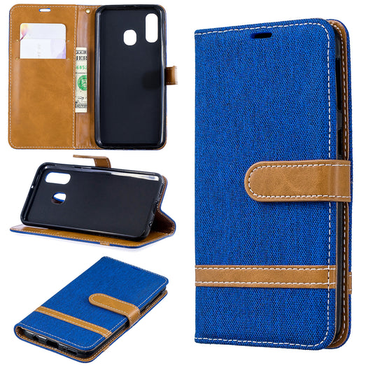Assorted Color Jeans Cloth Wallet Leather Case Cover for Samsung Galaxy A40
