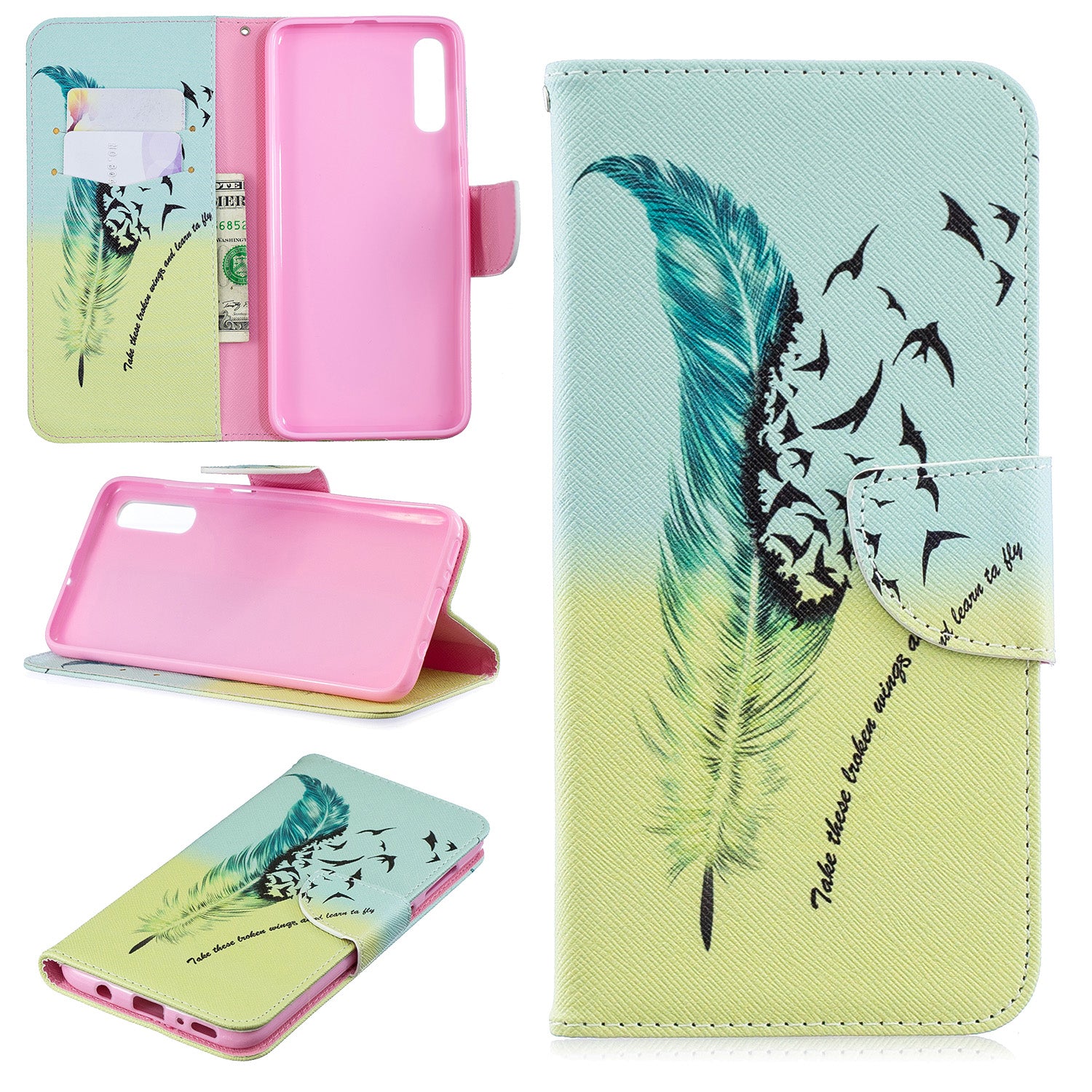 Pattern Printing PU Leather Wallet Stand Flip Cover for Samsung Galaxy A70