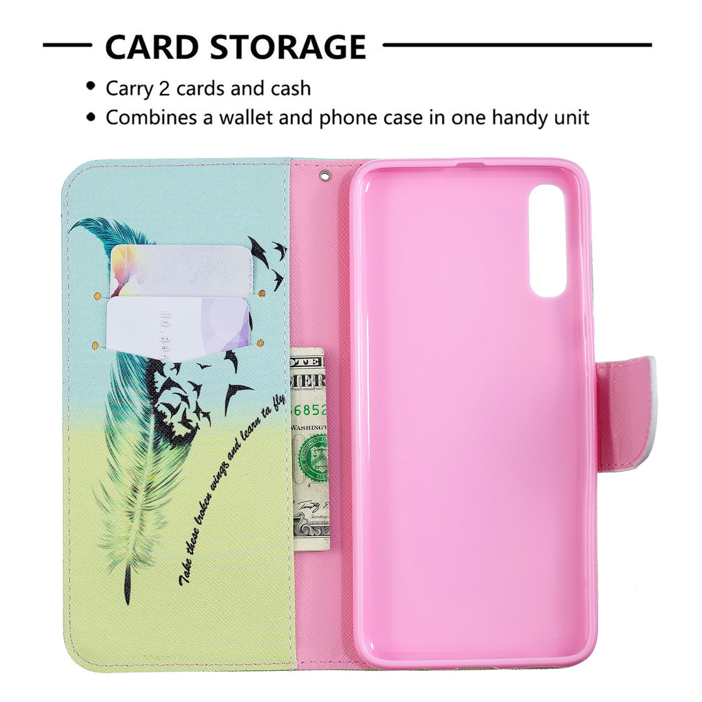 Pattern Printing PU Leather Wallet Stand Flip Cover for Samsung Galaxy A70