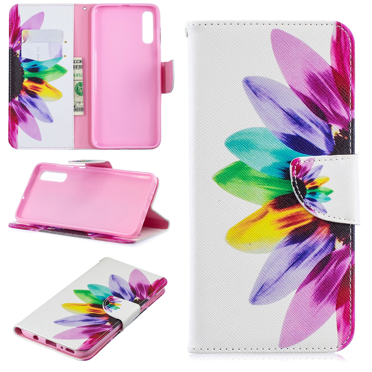 Pattern Printing PU Leather Wallet Stand Flip Cover for Samsung Galaxy A70