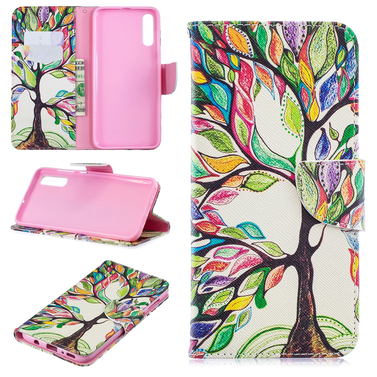 Pattern Printing PU Leather Wallet Stand Flip Cover for Samsung Galaxy A70