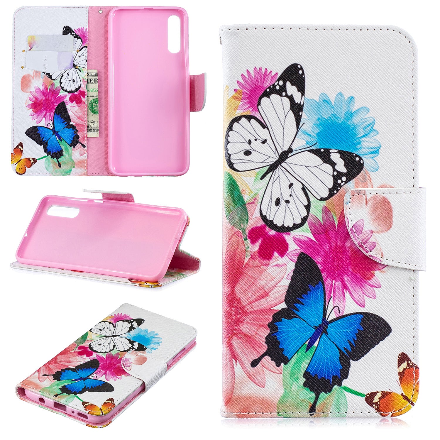 Pattern Printing PU Leather Wallet Stand Flip Cover for Samsung Galaxy A70