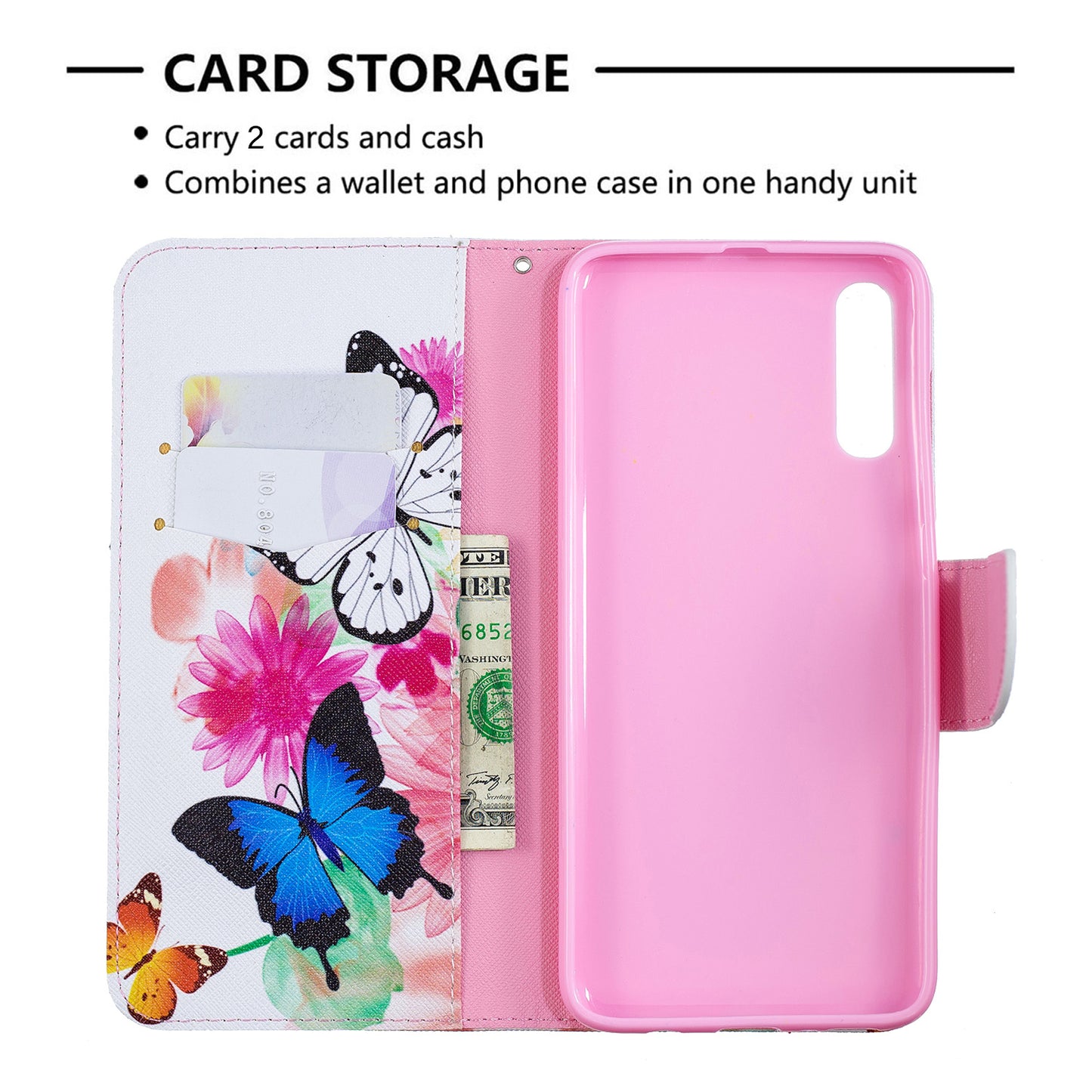 Pattern Printing PU Leather Wallet Stand Flip Cover for Samsung Galaxy A70