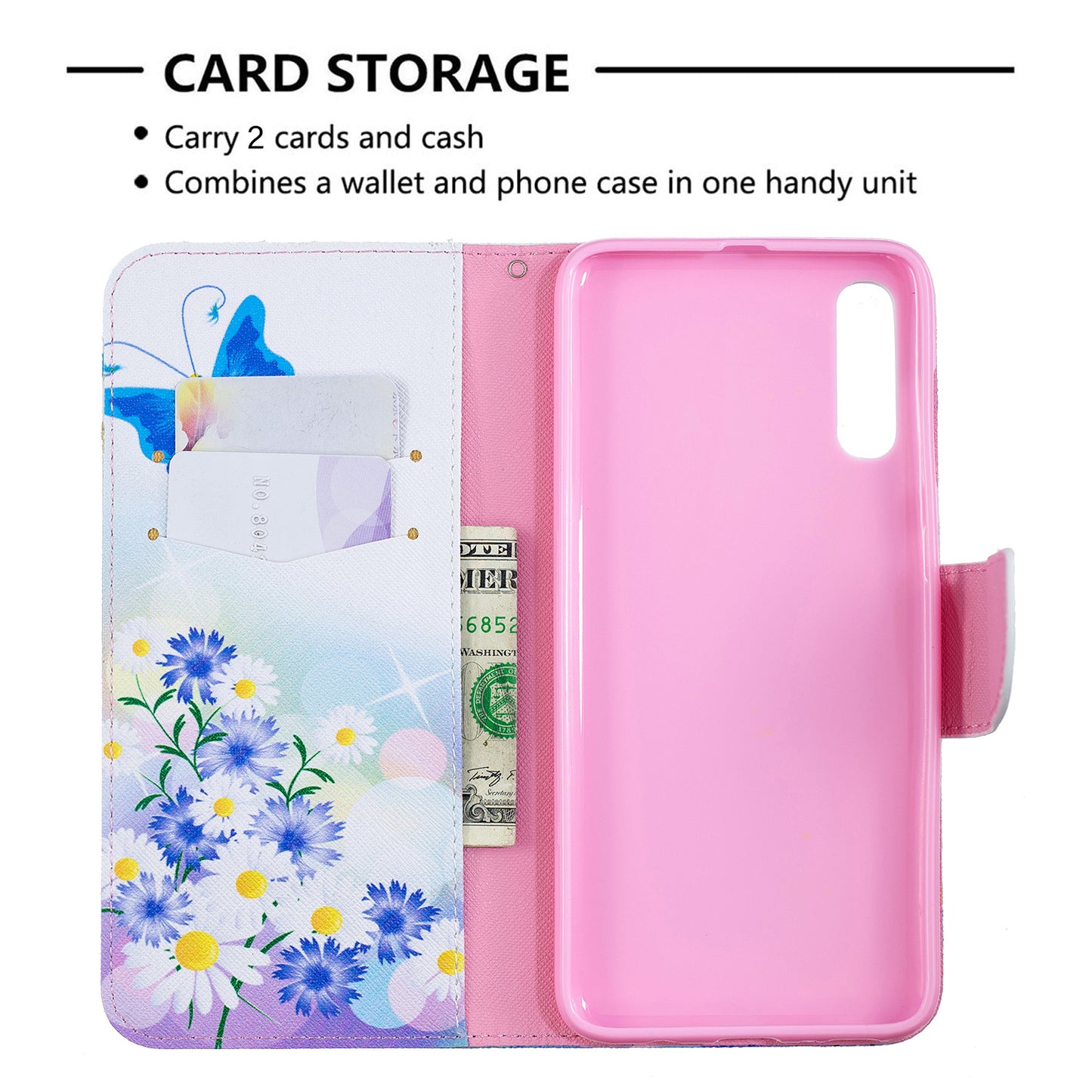 Pattern Printing PU Leather Wallet Stand Flip Cover for Samsung Galaxy A70