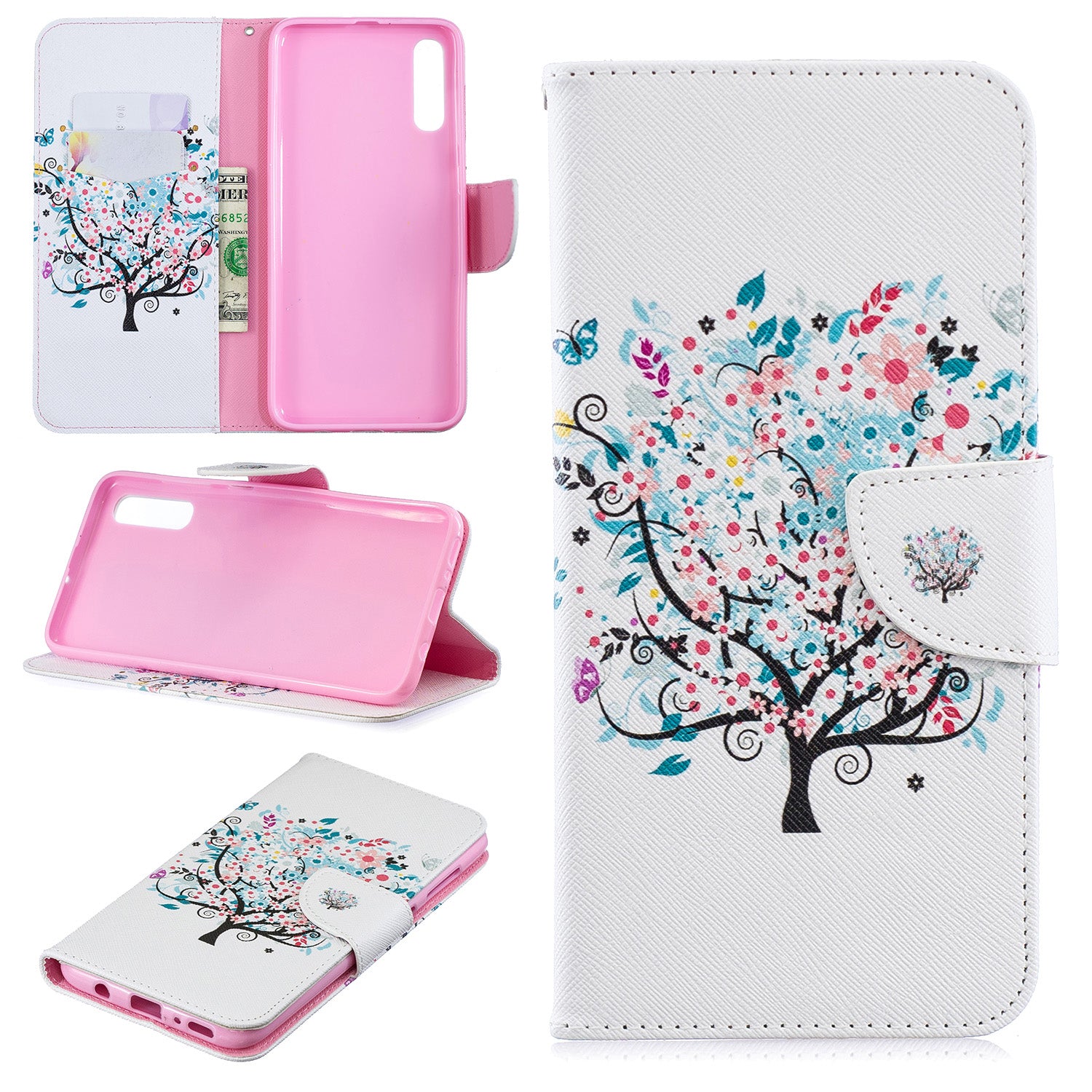 Pattern Printing PU Leather Wallet Stand Flip Cover for Samsung Galaxy A70