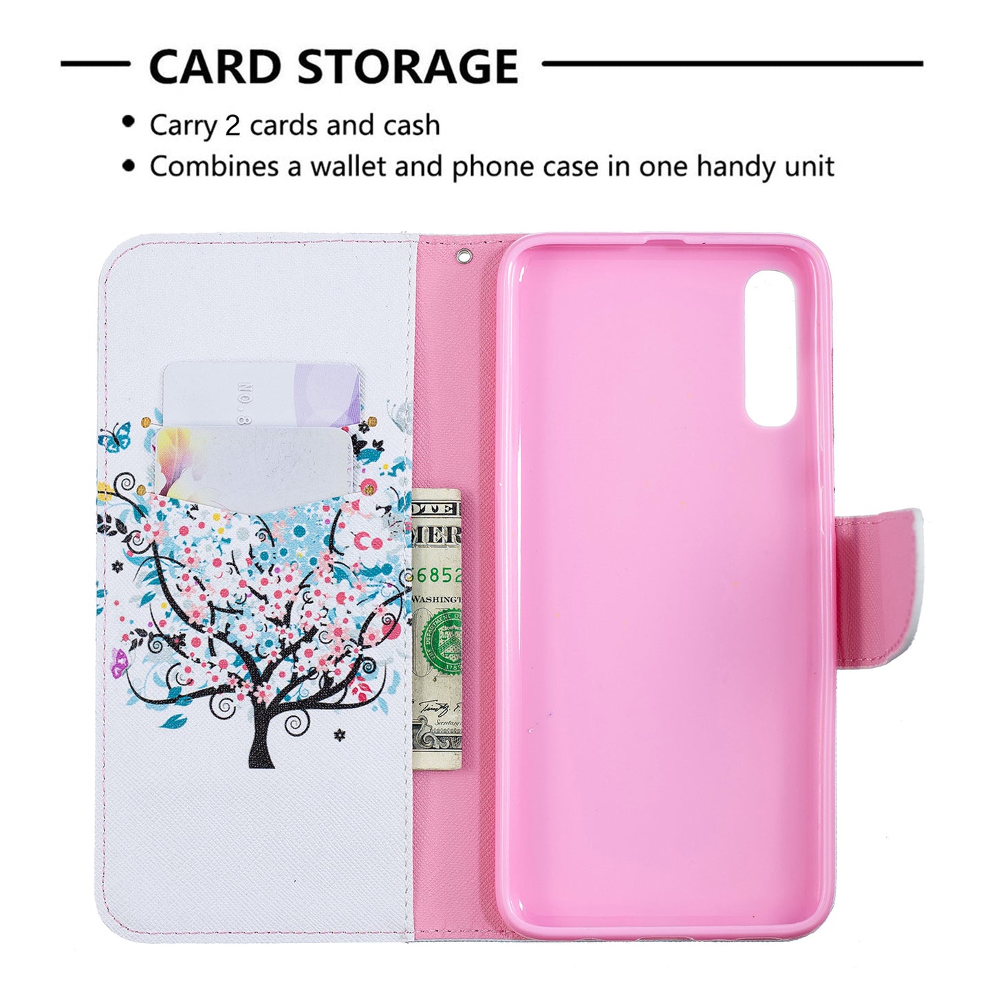 Pattern Printing PU Leather Wallet Stand Flip Cover for Samsung Galaxy A70