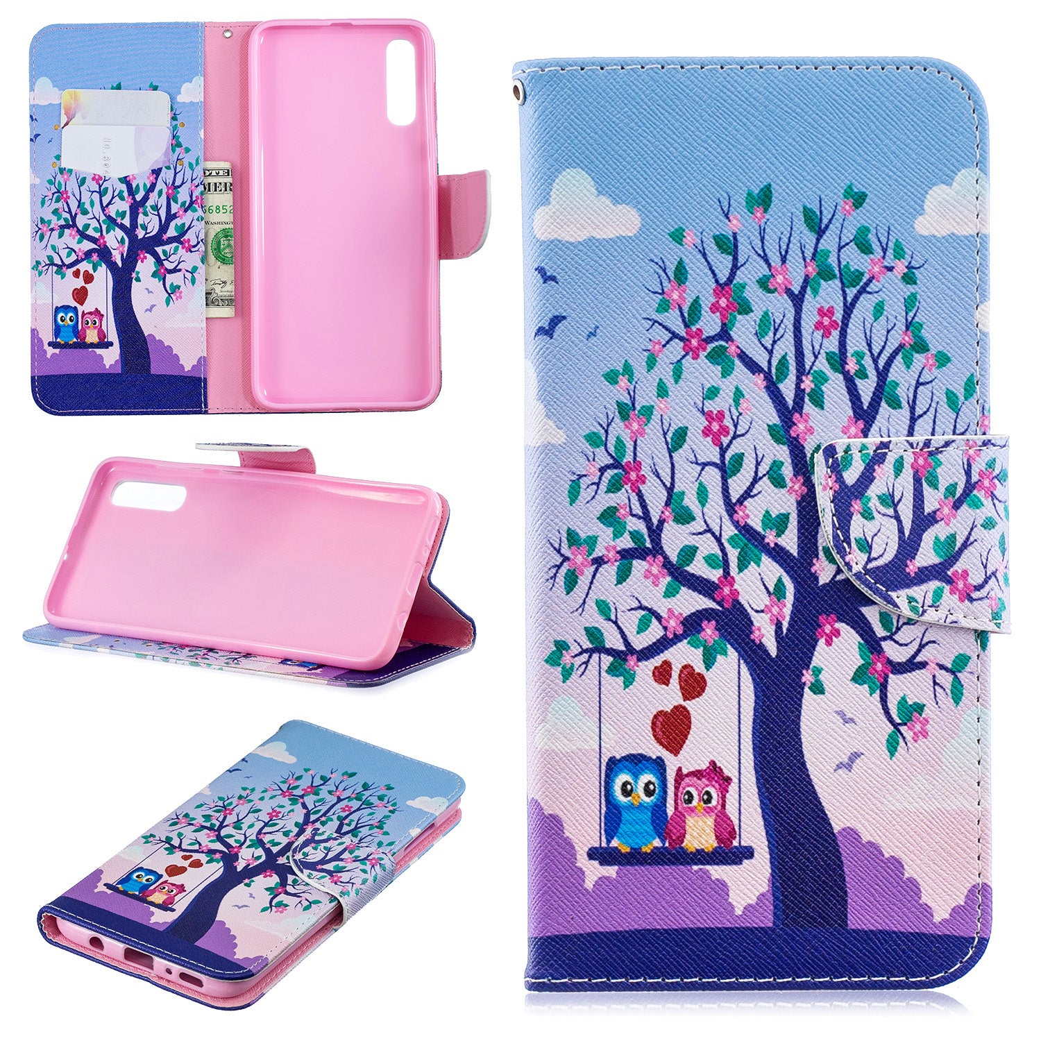 For Samsung Galaxy A70 Pattern Printing Leather Stand Wallet Case