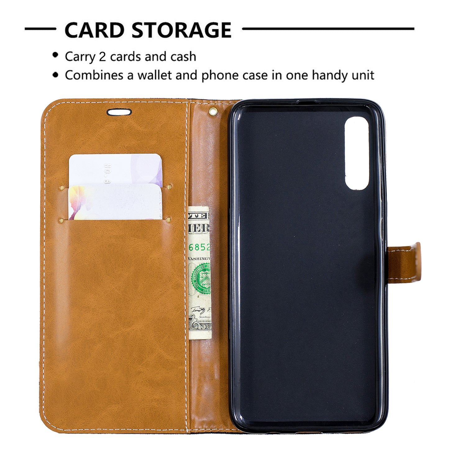 Two-tone Jean Cloth PU Leather Flip Case for Samsung Galaxy A70
