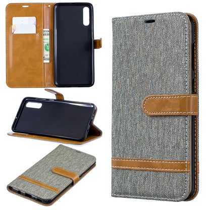 Two-tone Jean Cloth PU Leather Flip Case for Samsung Galaxy A70