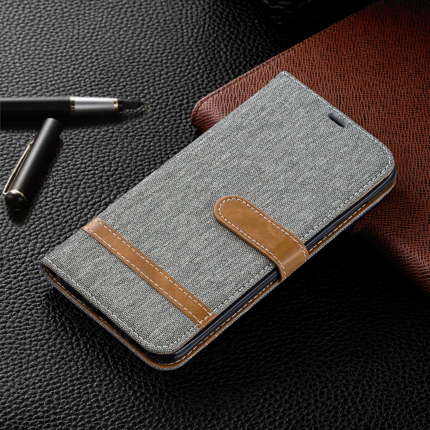 Two-tone Jean Cloth PU Leather Flip Case for Samsung Galaxy A70