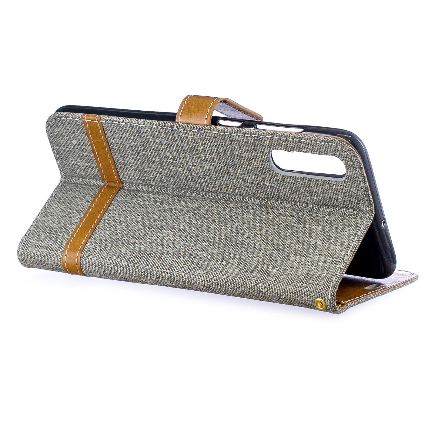 Two-tone Jean Cloth PU Leather Flip Case for Samsung Galaxy A70