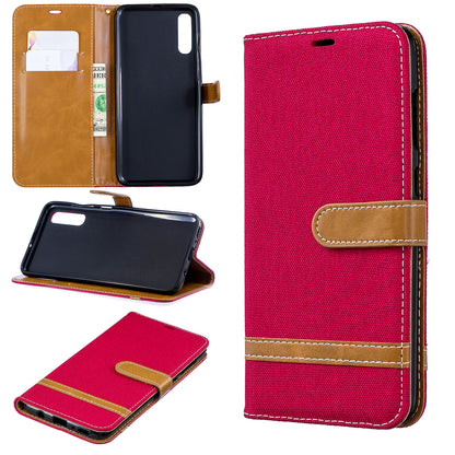 Two-tone Jean Cloth PU Leather Flip Case for Samsung Galaxy A70