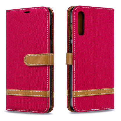Two-tone Jean Cloth PU Leather Flip Case for Samsung Galaxy A70