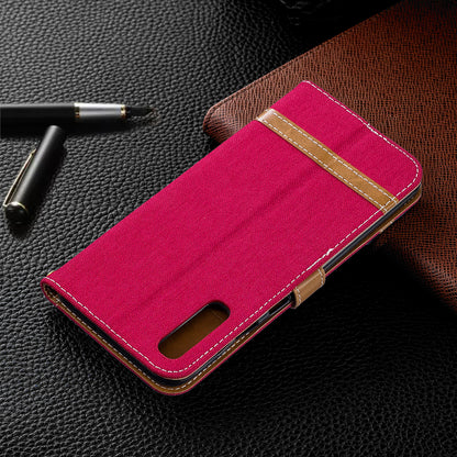 Two-tone Jean Cloth PU Leather Flip Case for Samsung Galaxy A70