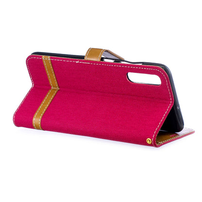 Two-tone Jean Cloth PU Leather Flip Case for Samsung Galaxy A70