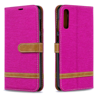 Two-tone Jean Cloth PU Leather Flip Case for Samsung Galaxy A70