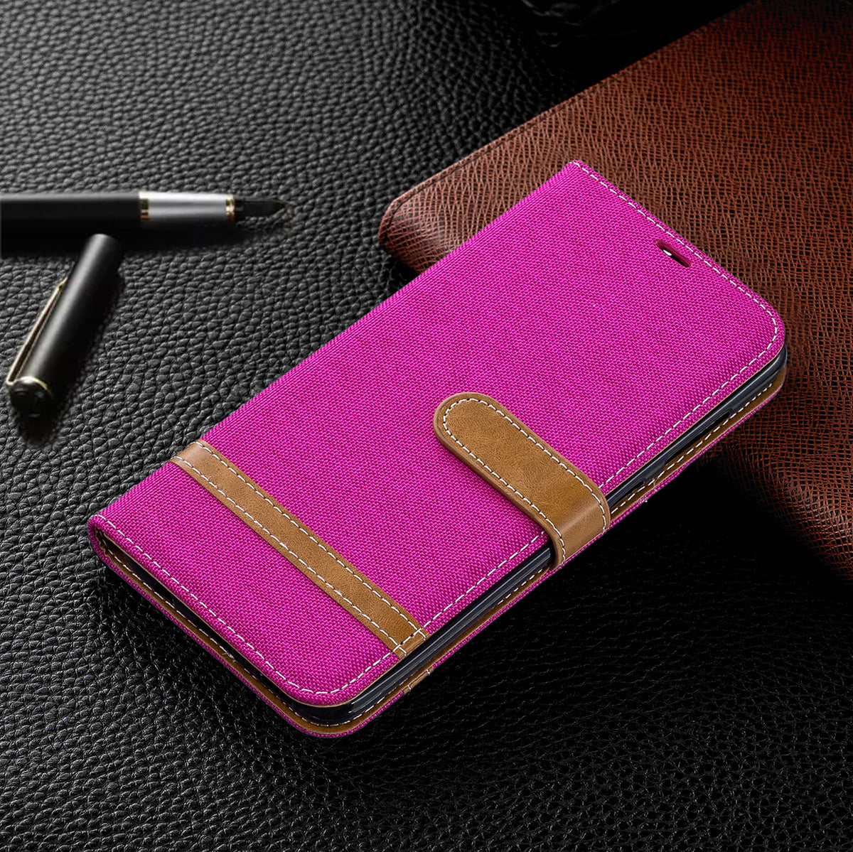 Two-tone Jean Cloth PU Leather Flip Case for Samsung Galaxy A70