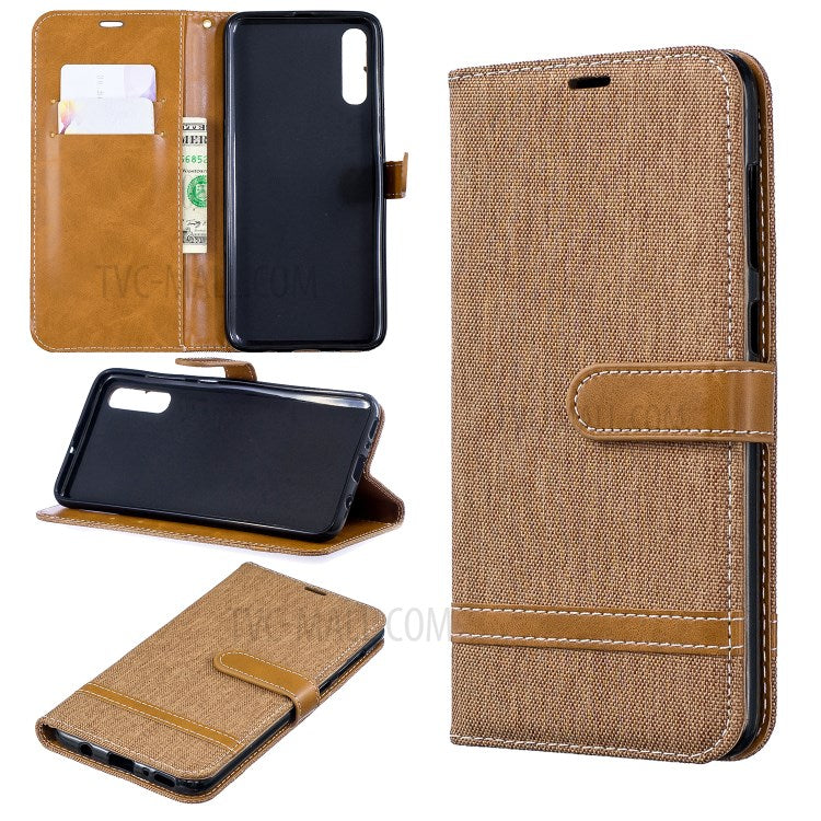 Two-tone Jean Cloth PU Leather Flip Case for Samsung Galaxy A70
