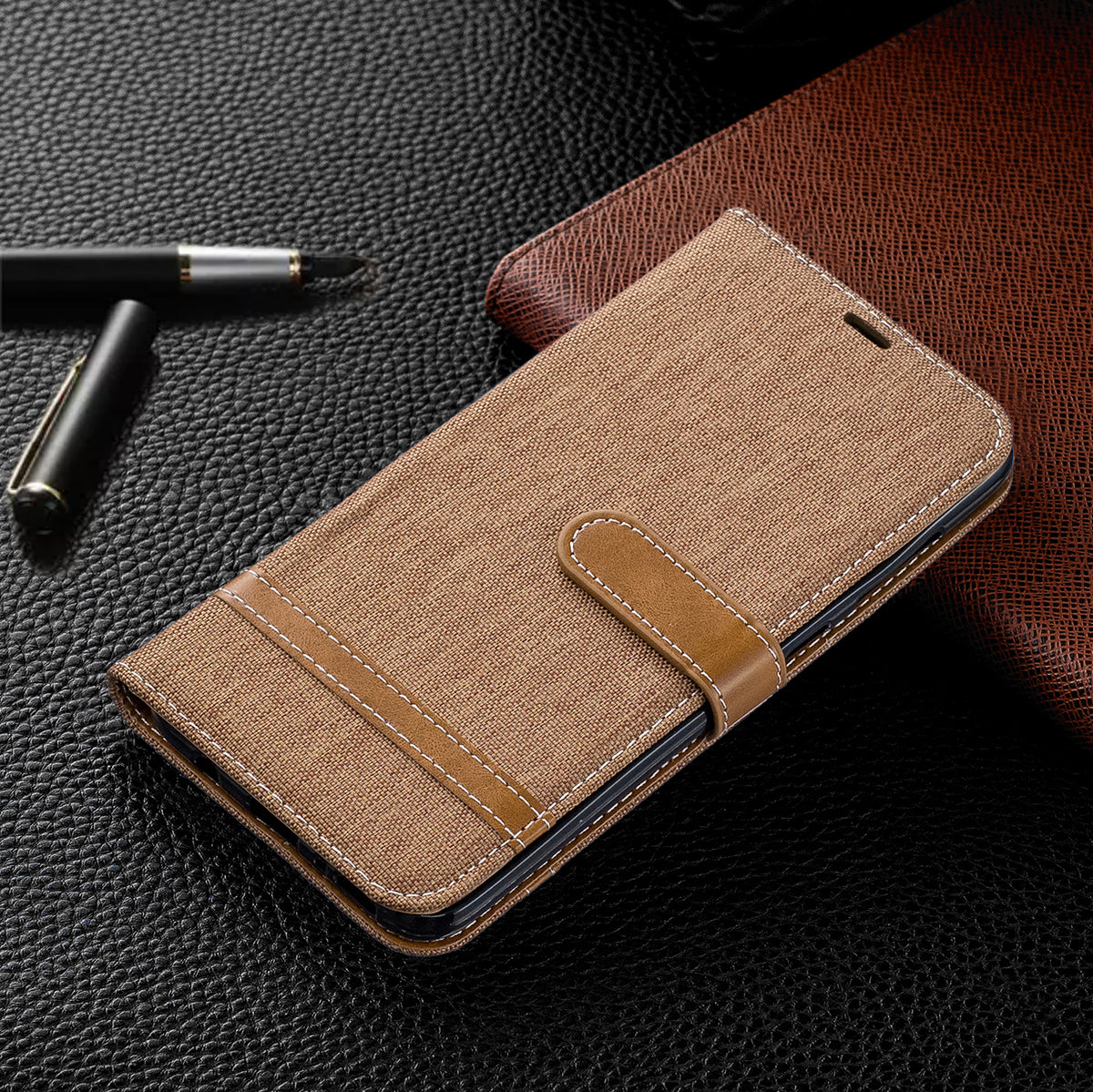 Two-tone Jean Cloth PU Leather Flip Case for Samsung Galaxy A70