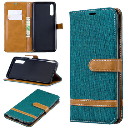 Two-tone Jean Cloth PU Leather Flip Case for Samsung Galaxy A70