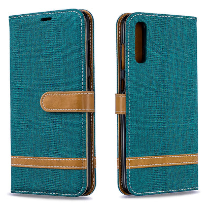 Two-tone Jean Cloth PU Leather Flip Case for Samsung Galaxy A70