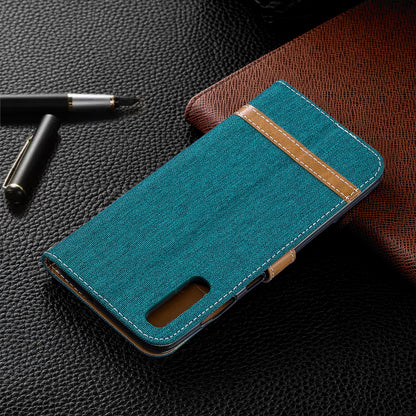 Two-tone Jean Cloth PU Leather Flip Case for Samsung Galaxy A70