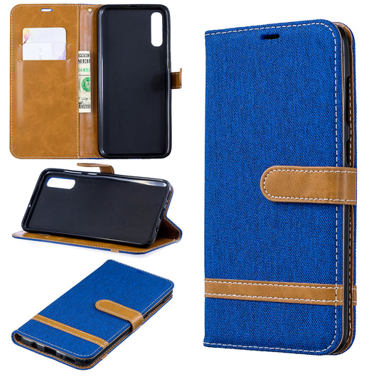 Two-tone Jean Cloth PU Leather Flip Case for Samsung Galaxy A70