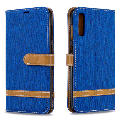 Two-tone Jean Cloth PU Leather Flip Case for Samsung Galaxy A70
