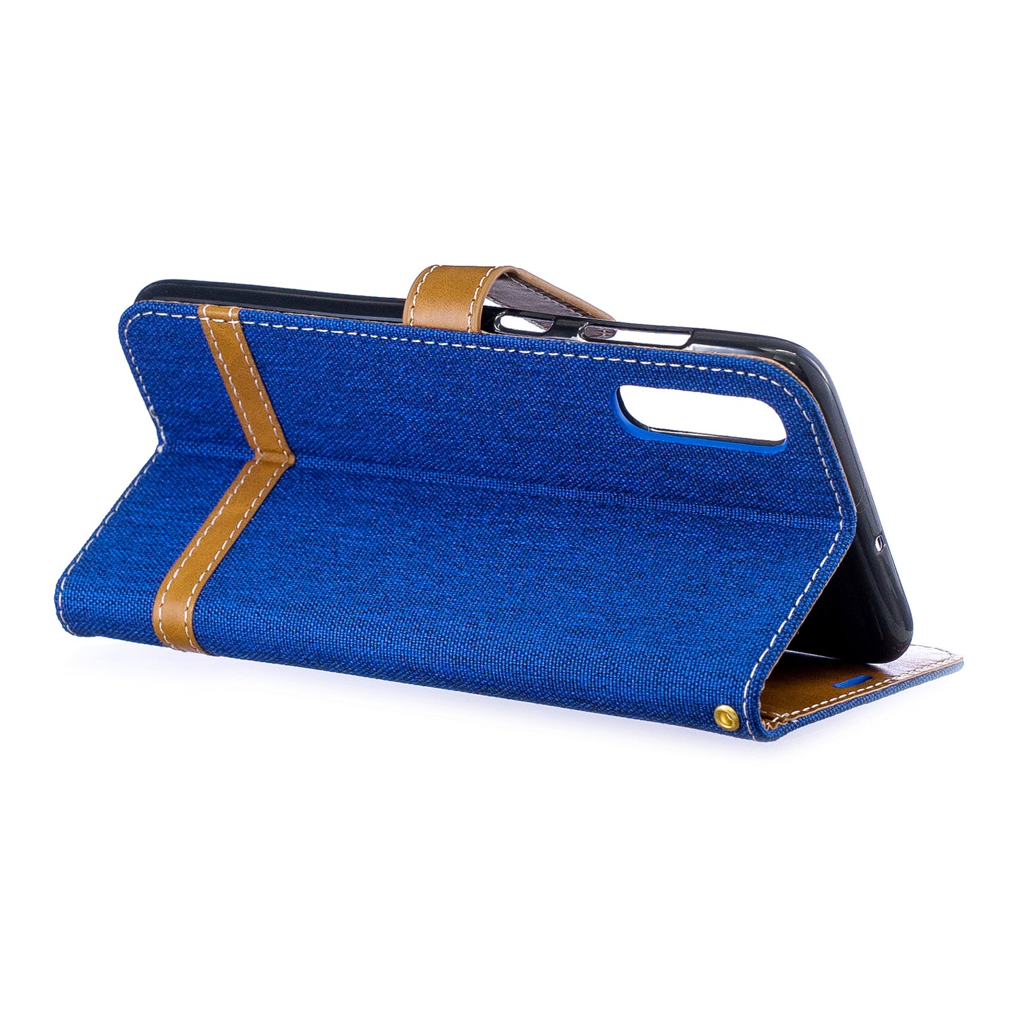 Two-tone Jean Cloth PU Leather Flip Case for Samsung Galaxy A70