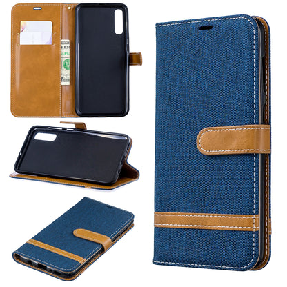 Two-tone Jean Cloth PU Leather Flip Case for Samsung Galaxy A70