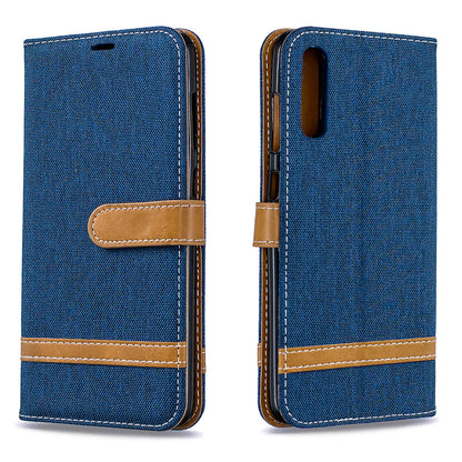 Two-tone Jean Cloth PU Leather Flip Case for Samsung Galaxy A70