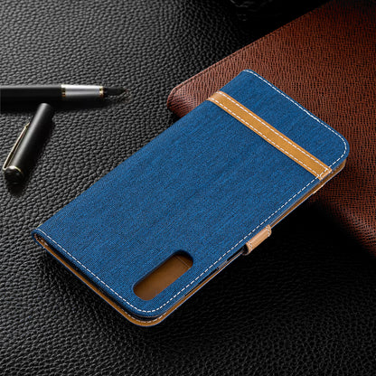 Two-tone Jean Cloth PU Leather Flip Case for Samsung Galaxy A70