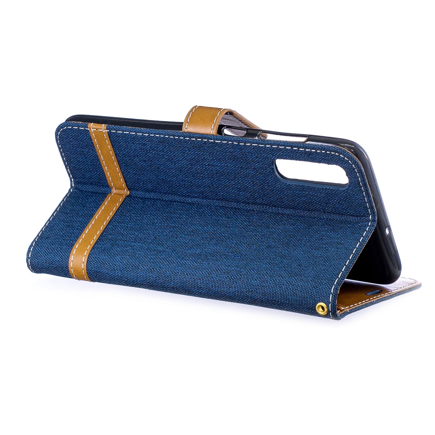 Two-tone Jean Cloth PU Leather Flip Case for Samsung Galaxy A70