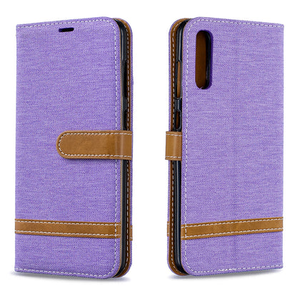 Two-tone Jean Cloth PU Leather Flip Case for Samsung Galaxy A70