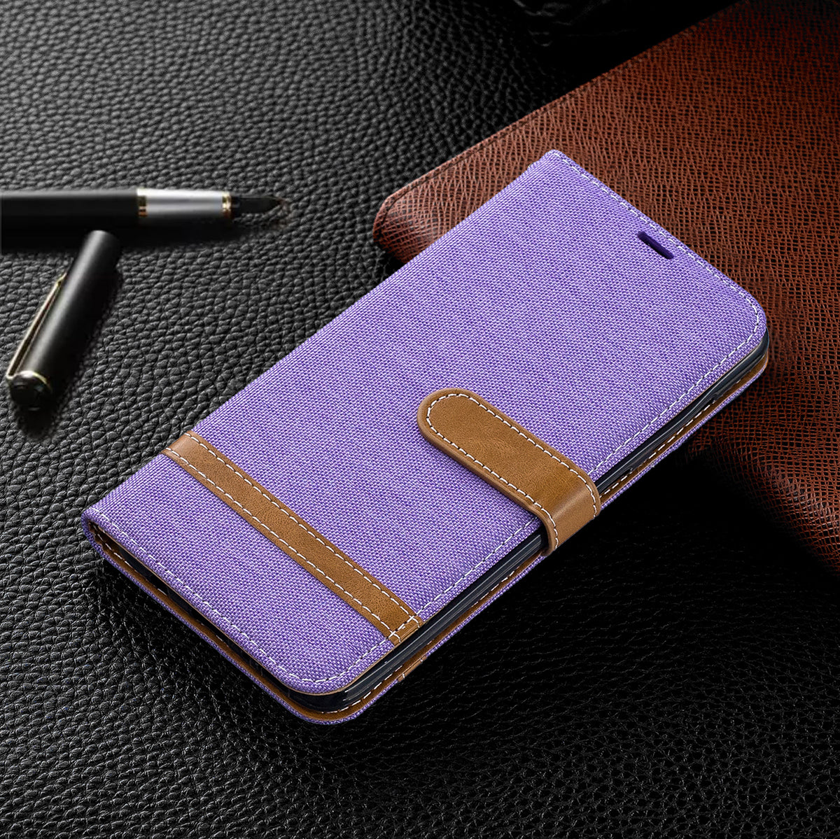 Two-tone Jean Cloth PU Leather Flip Case for Samsung Galaxy A70